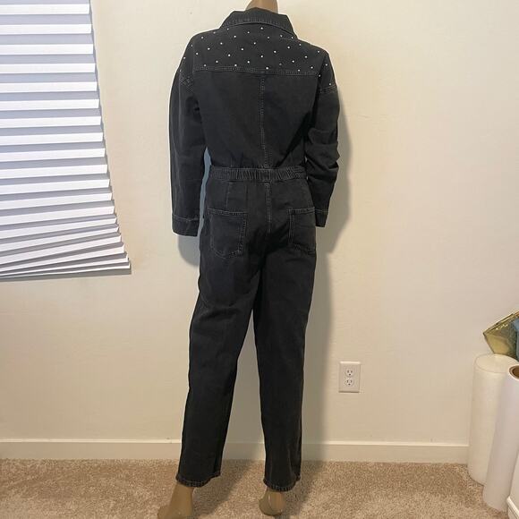 Savannah Miller Next denim studded utility jumpsuit coverall 10 medium P 7060 - Picture 14 of 15